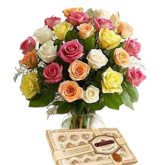 25 colorful roses with chokolates | Flower Delivery Ryazan