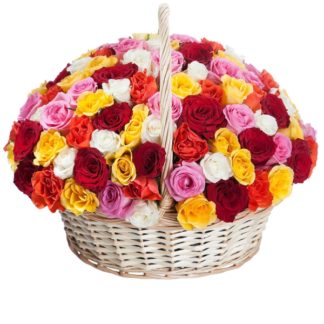 51 colorful roses in the basket | Flower Delivery Ryazan